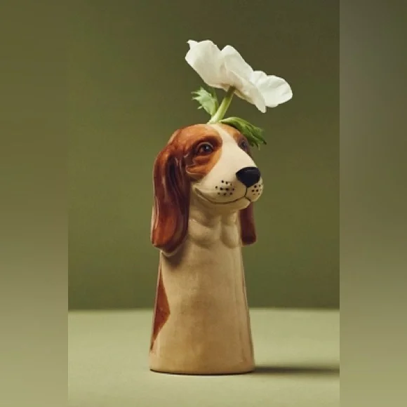 Anthropologie Stoneware Dog Vase - Beagle - Picture 1 of 9